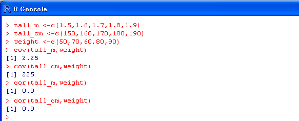cor() cov()