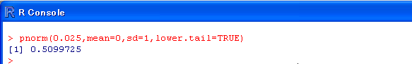 pnorm(q,mean=0,sd=1,lower.tail=TRUE)