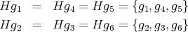 Hg1 = Hg4 = Hg5 = {g1,g4,g5}Hg2 = Hg3 = Hg6 = {g2,g3,g6}