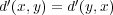 d′(x,y) = d′(y,x) 